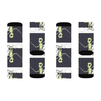 Funny Alien Selfie Socks – Premium Dress Socks for Office & Formal Wear Yellow Pandora