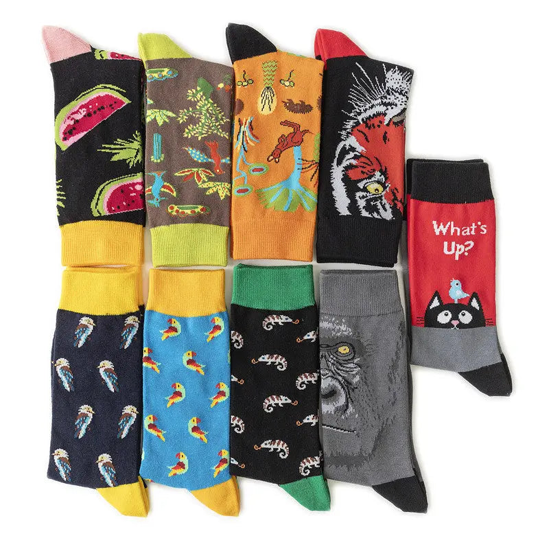 Cotton Sock Fruit Pattern Mid-calf Women – Bold & Fun Statement Socks Cerise Max