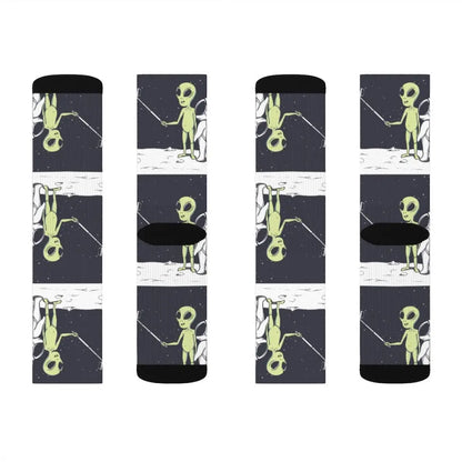 Funny Alien Selfie Socks – Premium Dress Socks for Office & Formal Wear Yellow Pandora