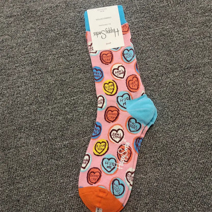Mid-High Tube Trendy Socks Couple Cotton Sock – Romantic Socks for Couples & Special Moments Cerise Max
