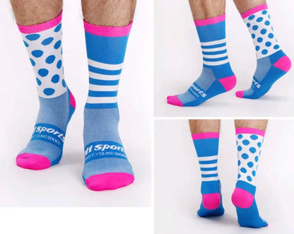 Cycling sports socks Four seasons long tube compression bicycles for men and women wear breathable sock – Medical Grade Compression Socks for Support Cerise Max