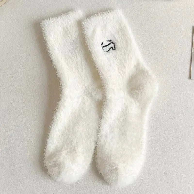 Women's Mid-calf Length Sock Cute Mink Fur Thick Winter Socks – Bold & Fun Statement Socks Cerise Max