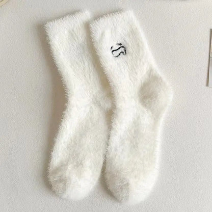 Women's Mid-calf Length Sock Cute Mink Fur Thick Winter Socks – Bold & Fun Statement Socks Cerise Max