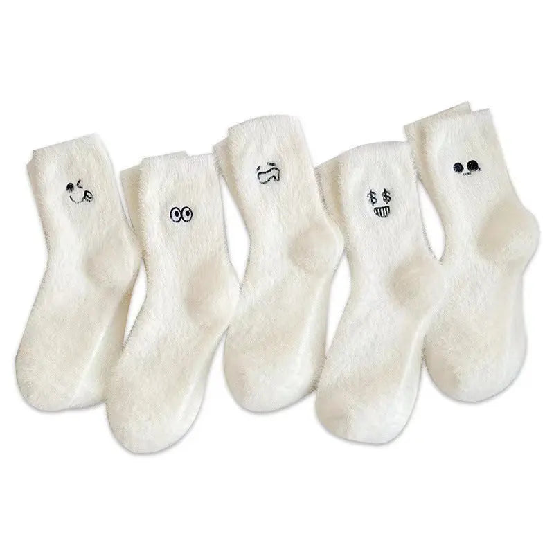 Women's Mid-calf Length Sock Cute Mink Fur Thick Winter Socks – Bold & Fun Statement Socks Cerise Max