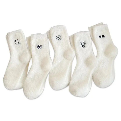 Women's Mid-calf Length Sock Cute Mink Fur Thick Winter Socks – Bold & Fun Statement Socks Cerise Max