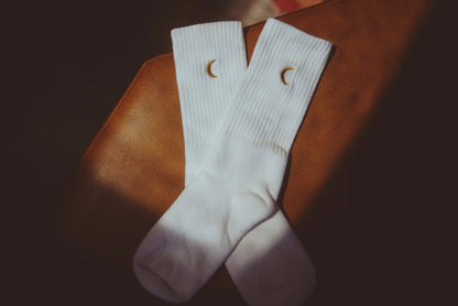 Moon Landing Embroidered Socks – Everyday Comfortable Casual Socks Violet Apollo
