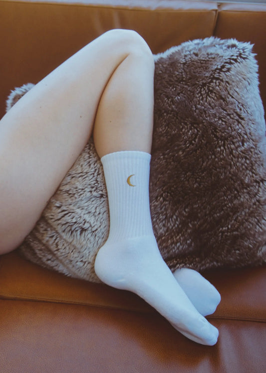 Moon Landing Embroidered Socks – Everyday Comfortable Casual Socks Violet Apollo