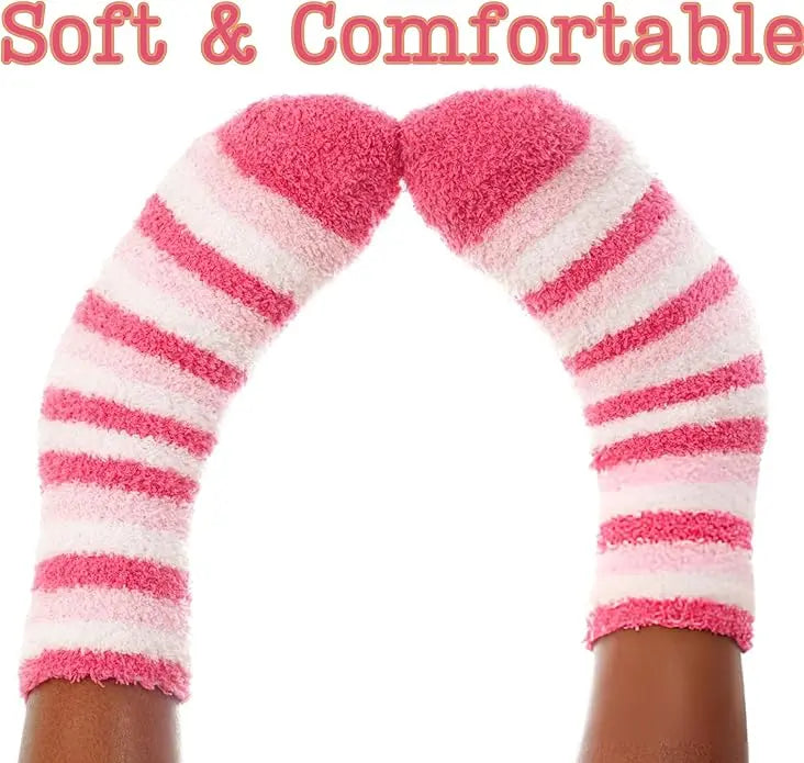 Colorful Patterned Candy Cane Chaos Fuzzy Socks - 6 Pairs – Performance Athletic Socks for Active Wear Maroon Menoetius