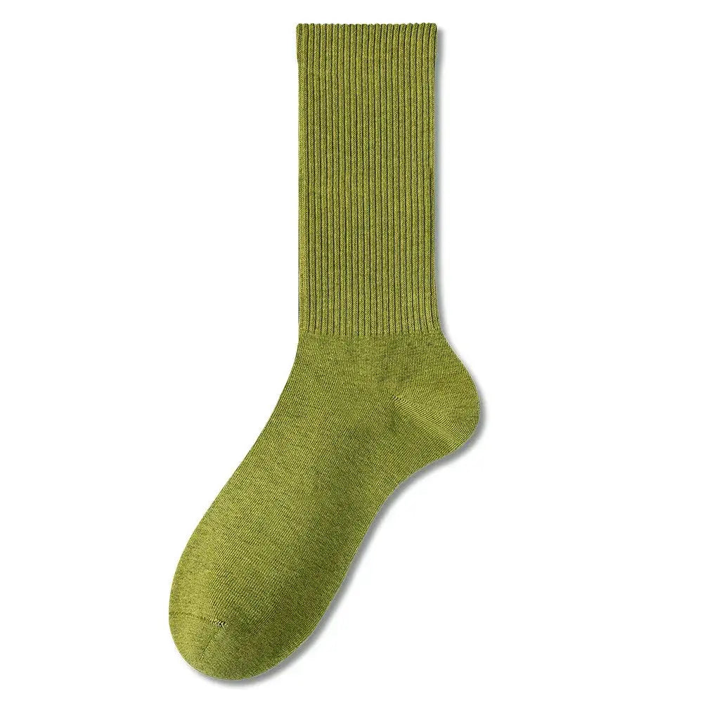 Retro Women Cotton Loose Socks Autumn Winter Knit Solid Color Mid-calf  Korean Japanese Student Girls Winter Socks Antibacterial – Bold & Fun Statement Socks Sockology