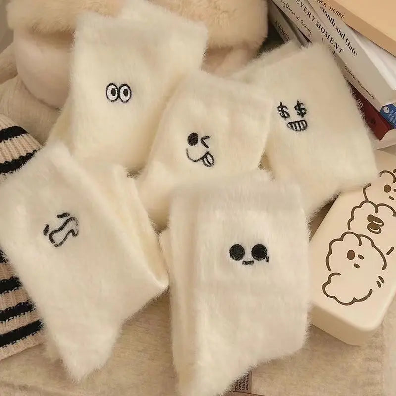 Women's Mid-calf Length Sock Cute Mink Fur Thick Winter Socks – Bold & Fun Statement Socks Cerise Max