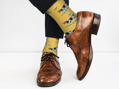 Cute Cotton Funny Animal Socks - Cow - For Men and Women – Premium Dress Socks for Office & Formal Wear Fuchsia Thrace