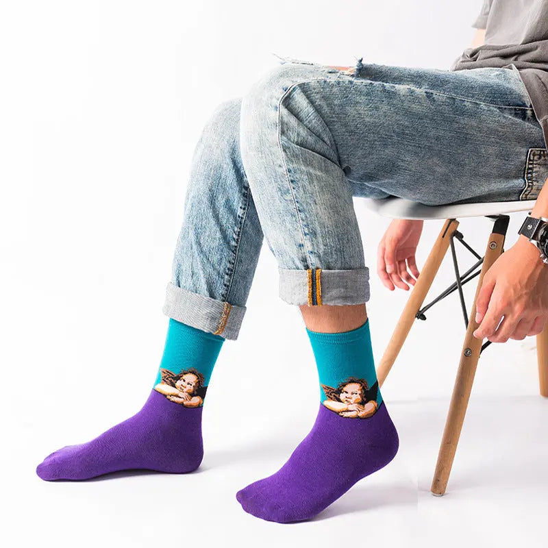 Starry Sky Cotton Sock Mid-calf – Bold & Fun Statement Socks Cerise Max