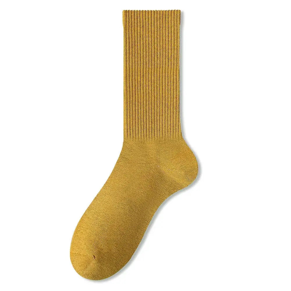 Retro Women Cotton Loose Socks Autumn Winter Knit Solid Color Mid-calf  Korean Japanese Student Girls Winter Socks Antibacterial – Bold & Fun Statement Socks Sockology