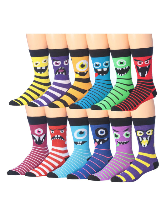 Men's Gapped Striped Monster Socks - 12 Pairs – Premium Dress Socks for Office & Formal Wear Maroon Menoetius