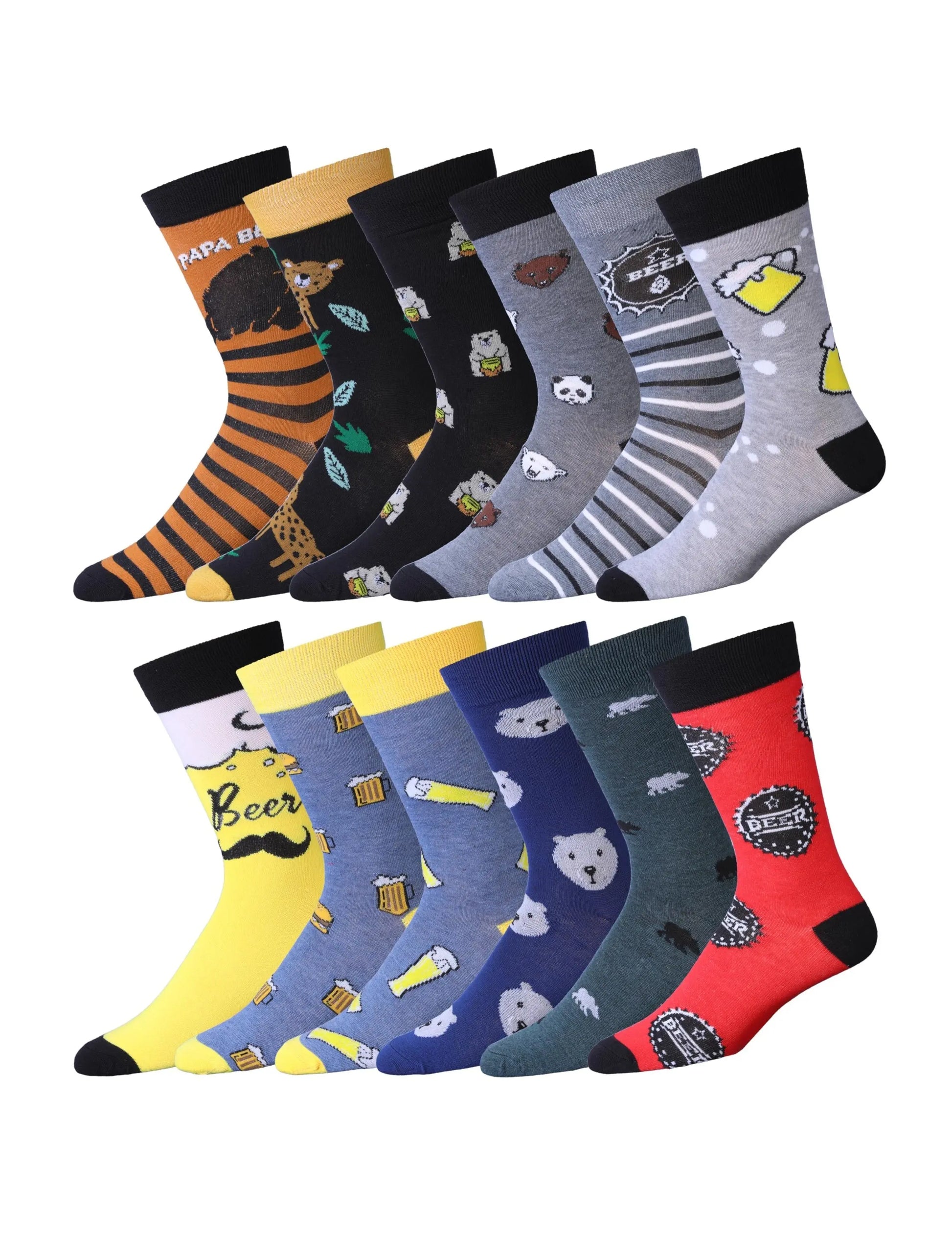 Men's Bear Socks - 12 Pairs – Premium Dress Socks for Office & Formal Wear Maroon Menoetius